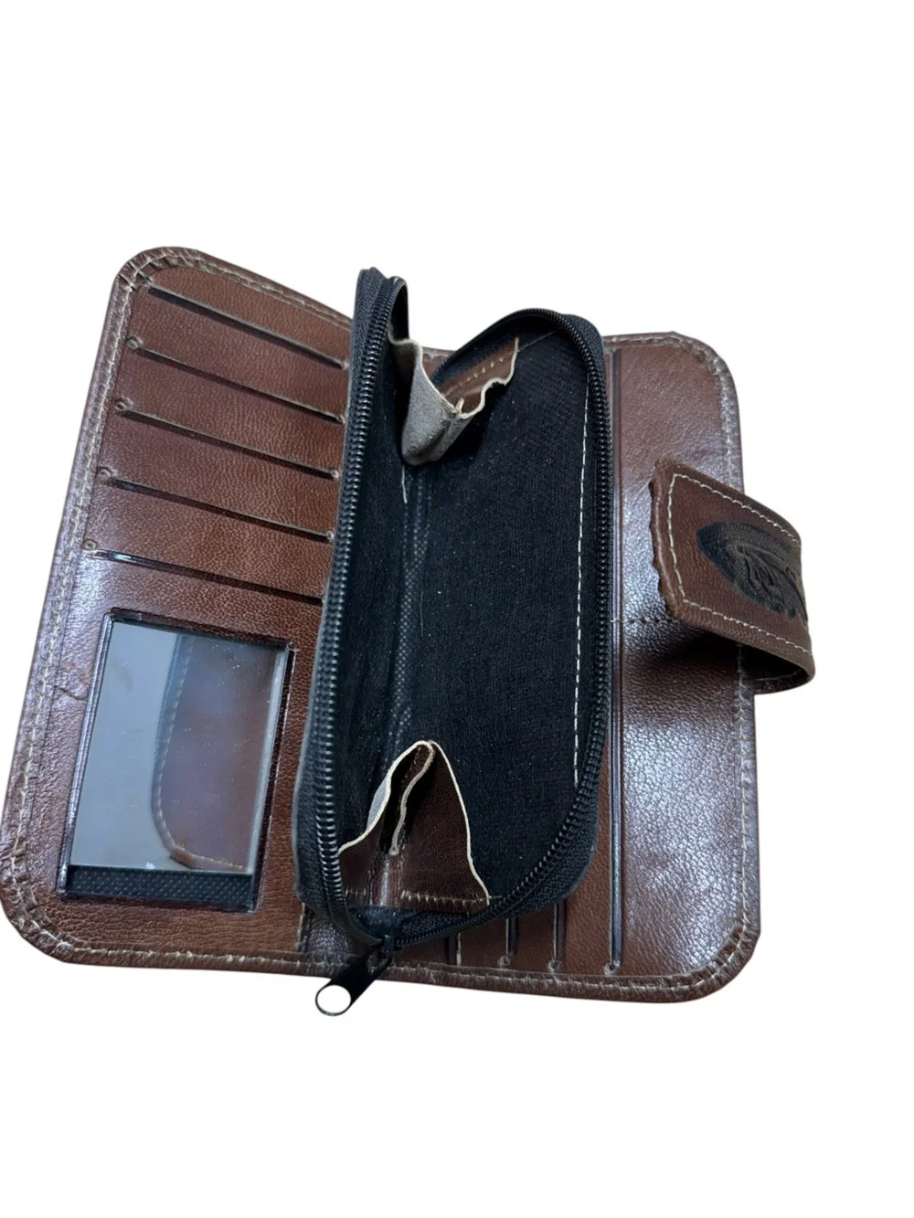Mexican leather embossed wallet Brown